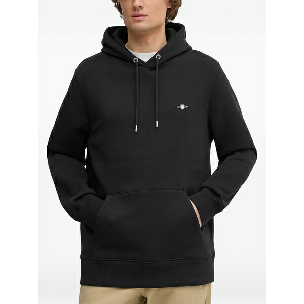 ガント メンズ パーカー・スウェットシャツ アウター Shield logo hoodie  Black