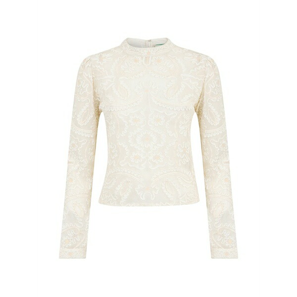 ファーム リオ レディース シャツ トップス Embroidered crew-neck blouse Neutrals|asty