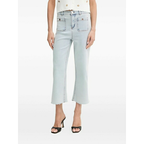 モーガンレーン レディース デニムパンツ ボトムス Front-pockets button-fastening jeans Blue