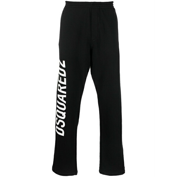 ディースクエアード メンズ 心地好いズボン下 ボトムス Logo-print cotton track pants Black