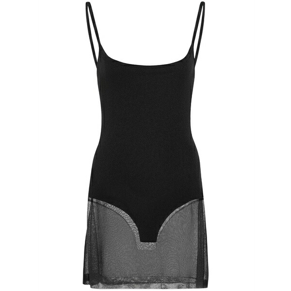ジャクエムス レディース ワンピース トップス La robe maille roupao sheer minidress Black｜asty