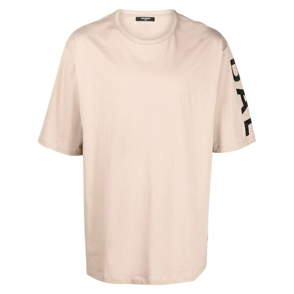 バルマン メンズ ティーシャツ トップス Logo-print sleeve t-shirt Neutrals メンズファッション-トップス