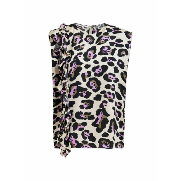 エッセンシャルアントワープ レディース シャツ トップス Ruffle-detail leopard-print blouse Neutrals