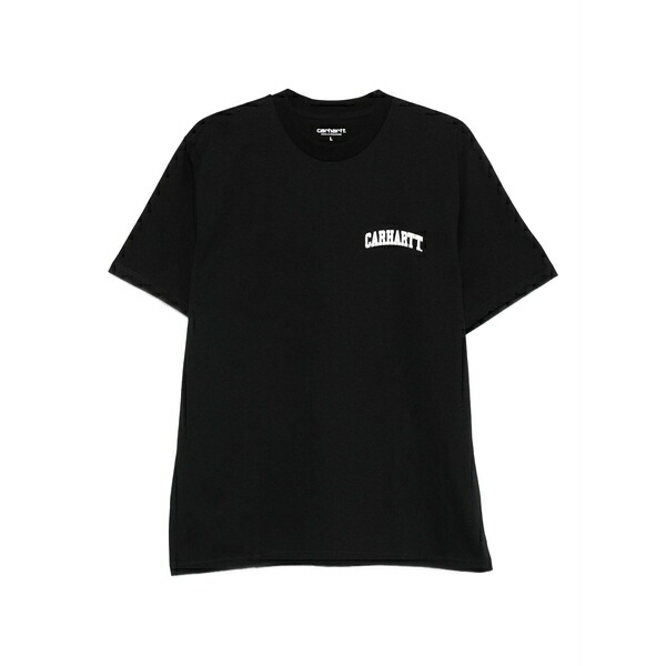 鉄道車両ハート型 メンズ プルオーバー トップス Logo-print cotton t-shirt Black
