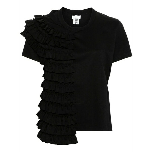 ノワール ケイ ニノミヤ レディース ティーシャツ トップス Ruffled-layer cotton t-shirt Black