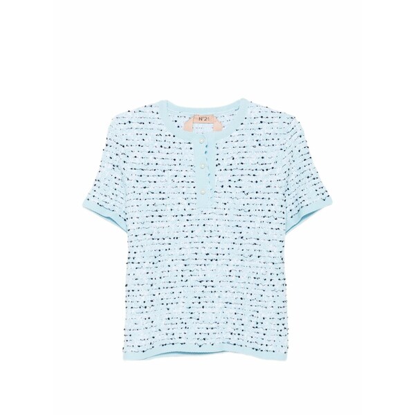 ヌメロ ヴェントゥーノ レディース スポーツシャツ トップス Ruffled polo shirt Blue