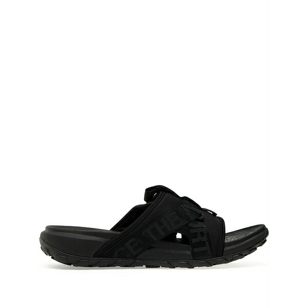 北の方人間の顔 メンズ サンダル シューズ Buckle-fastening sporty slides  Black