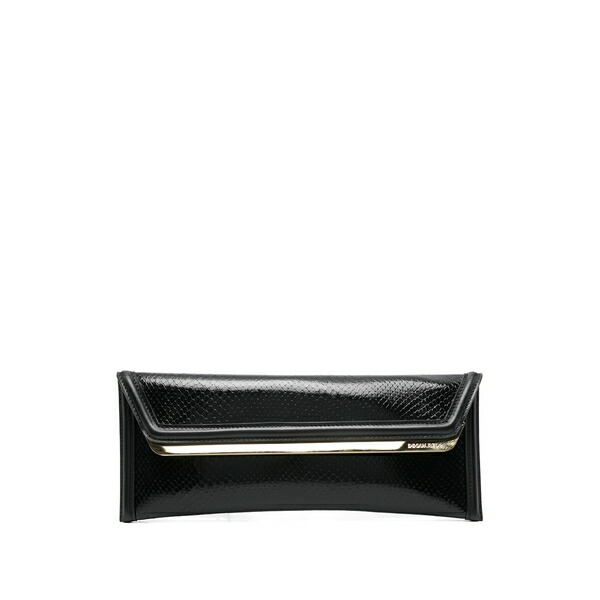 ディースクエアード レディース クラッチペダル御徒面子 御徒面子 Metallic-trim leather clutch bag Black