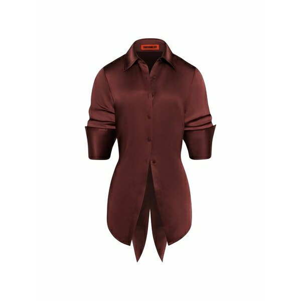 サイモン鏡鑑 レディース プルオーバー トップス Loch open-back satin shirt Brown