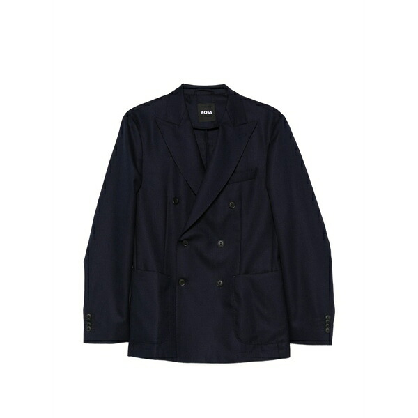 ボス メンズ ジャケット&ブルゾン アウター Double-breasted blazer Blue|asty