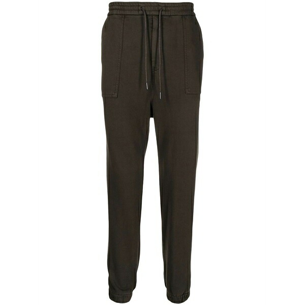 ジュン・ジー メンズ 心地好いズボン下 ボトムス Elasticated-waist cotton track pants Brown