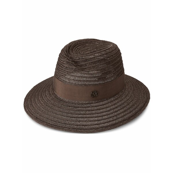 メゾンミッシェル  レディース かぶり笠 添え物 Virginie straw fedora hat Brown