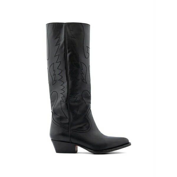 ブッテロ レディース ブーツ シューズ Embroidery knee-high boots Black|asty