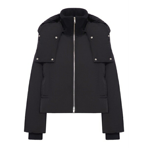 運動競技マックス レディース 上衣＆上衣 アウター Puffer hooded zip-ip jacket Black