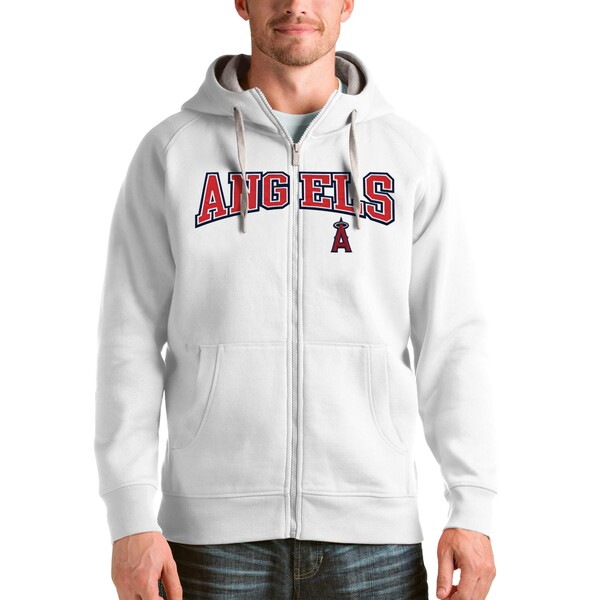 A4等級以上 アンティグア パーカー・スウェットシャツ アウター メンズ Los Angeles Rams Antigua Metallic Logo  Victory FullZip Hoodie Charcoal
