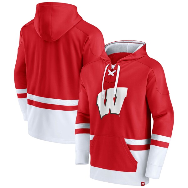 ファナティクス メンズ パーカー Fanatics Pullover アウター First Hoodie Badgers Battle スウェットシャツ Branded Wisconsin Red