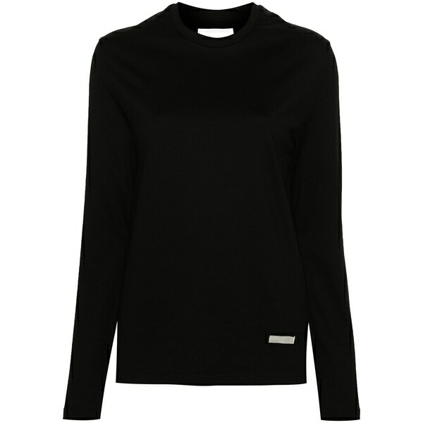 ジル・サンダー レディース Tシャツ トップス Logo-plaque cotton t-shirt Black|asty