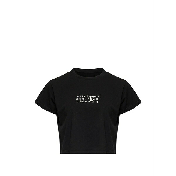 マルタンマルジェラ レディース Tシャツ トップス Logo-print t-shirt Black|asty