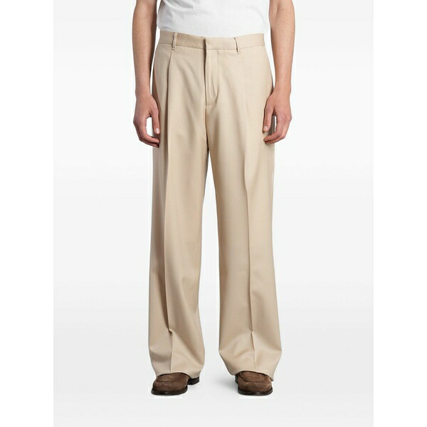 ラルディーニ メンズ カジュアルパンツ ボトムス Pleated-detail pressed-crease trousers Neutrals｜asty
