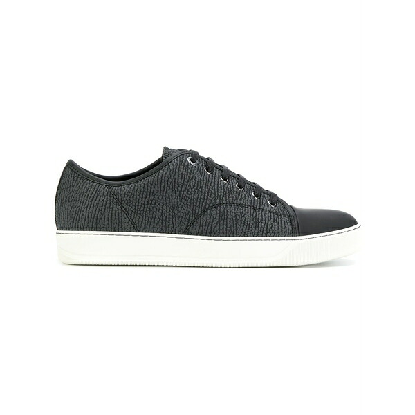 ランバン メンズ スニーカー シューズ Toe cap sneakers Black｜asty