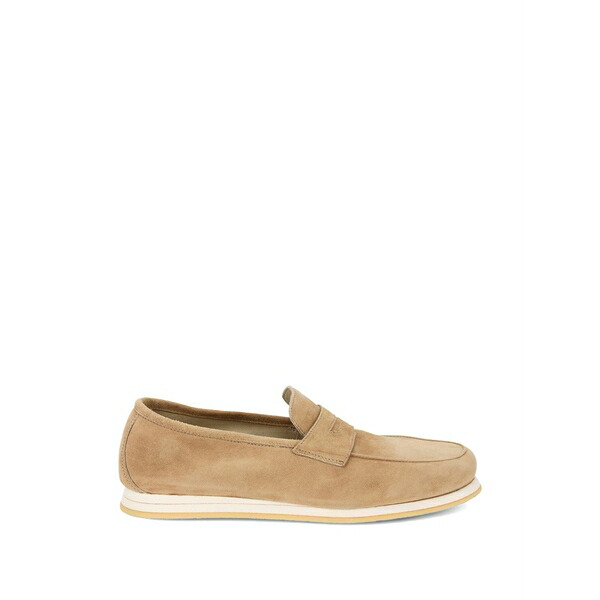 フェデーリ メンズ スリッポン・ローファー シューズ Suede slip-on loafers Neutrals｜asty