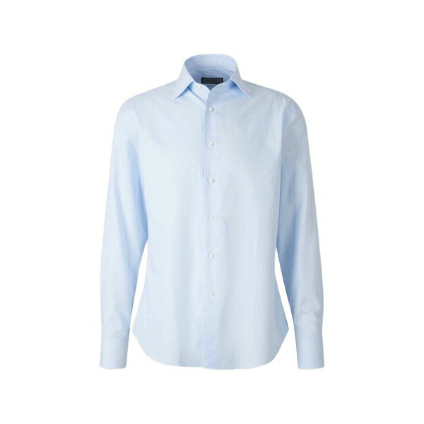 カナーリ メンズ シャツ トップス Micro-patterned long-sleeved shirt Blue|asty