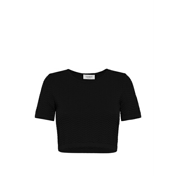 ラネウス レディース Tシャツ トップス Cropped t-shirt Black|asty