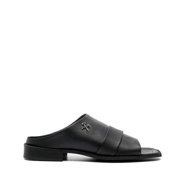 ゲーエムベーハー メンズ サンダル シューズ Logo-plaque faux-leather sandals Black｜asty