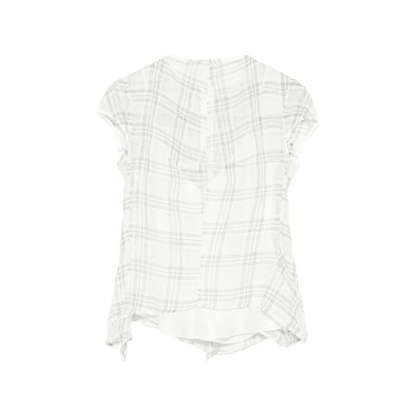 マーク ル ビアン レディース シャツ トップス Check-pattern sheer blouse White｜asty