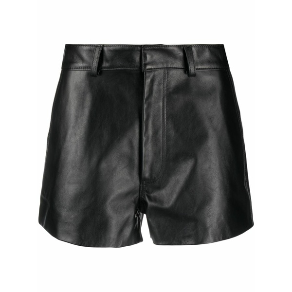 ジーシーディーエス メンズ カジュアルパンツ ボトムス Thigh-length leather shorts Black|asty