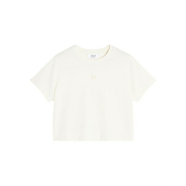 メゾン キツネ レディース Tシャツ トップス Embroidered t-shirt Neutrals｜asty