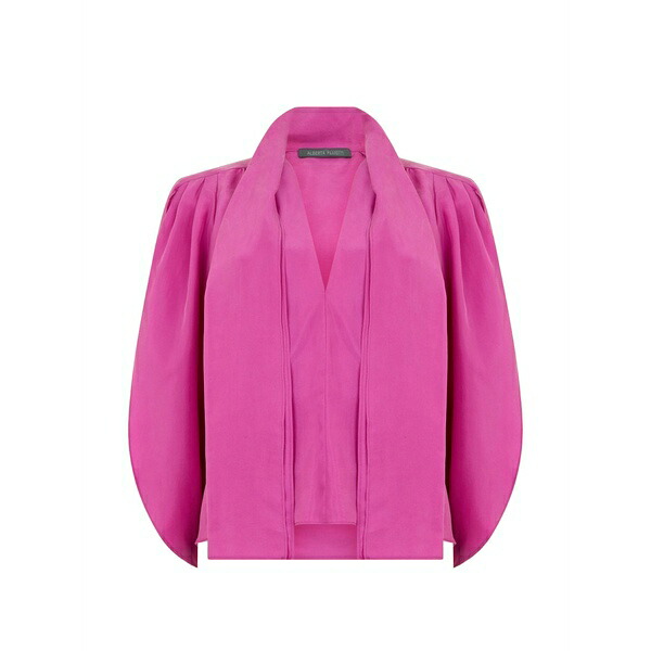 アルベルタ フェレッティ レディース シャツ トップス Bow-detail silk blouse Pink｜asty