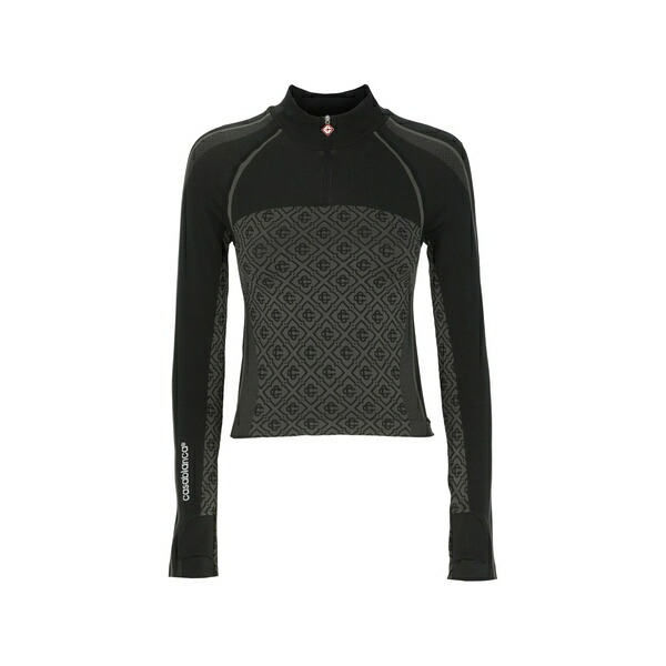 カサブランカ レディース Tシャツ トップス Seamless monogram-pattern top Grey|asty