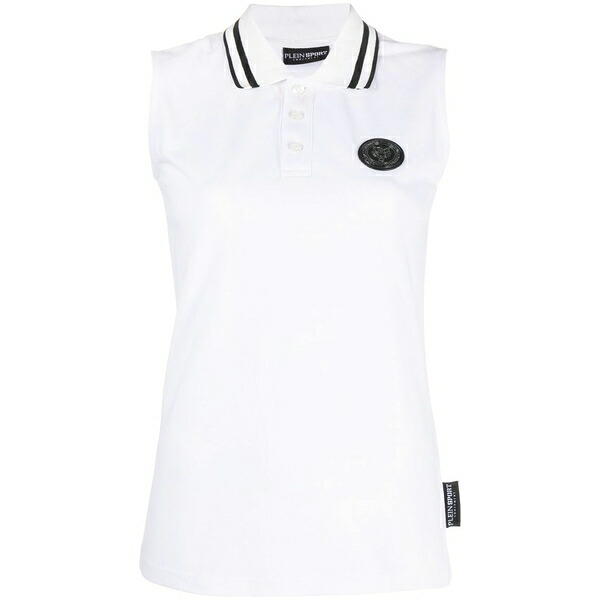 プレインスポーツ レディース ポロシャツ トップス Statement logo-patch polo shirt White|asty
