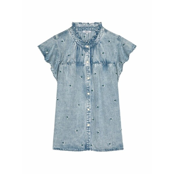 レイルズ レディース シャツ トップス Ruthie embroidered ruffled-sleeve blouse Blue|asty