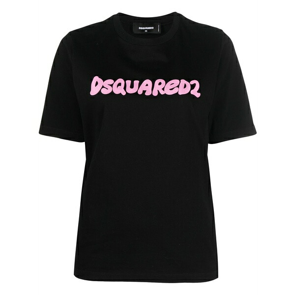 ディースクエアード レディース Tシャツ トップス Logo-print short-sleeve t-shirt Black｜asty