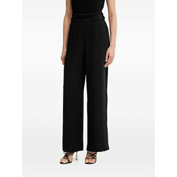 モーガンレーン レディース カジュアルパンツ ボトムス Elasticated wide-leg trousers Black|asty