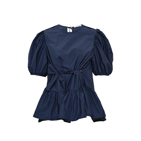 セシリー・バンセン レディース シャツ トップス Bale puff-sleeve blouse Blue｜asty
