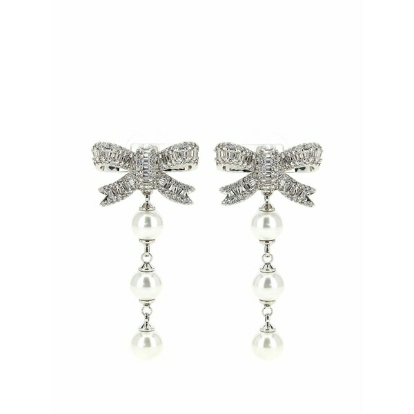 セルフ・ポートレイト レディース ピアス＆イヤリング アクセサリー Crystal-embellished pearl-droplet earrings Silver｜asty