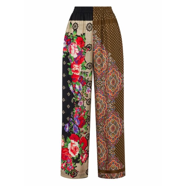 モスキーノ レディース カジュアルパンツ ボトムス Multi-pattern palazzo pants Brown|asty