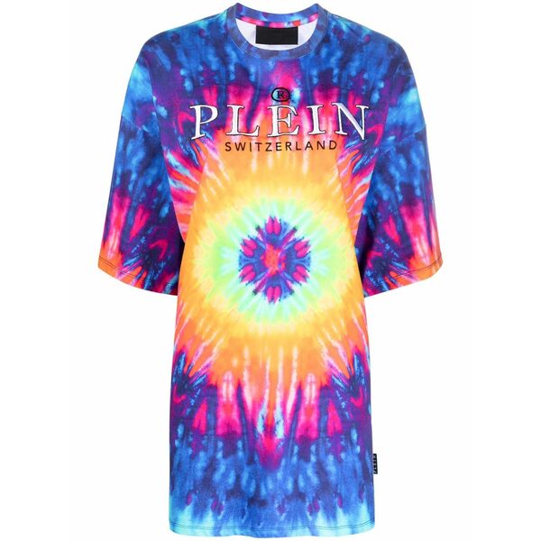 フィリッププレイン レディース Tシャツ トップス Tie dye-print t-shirt dress Blue｜asty