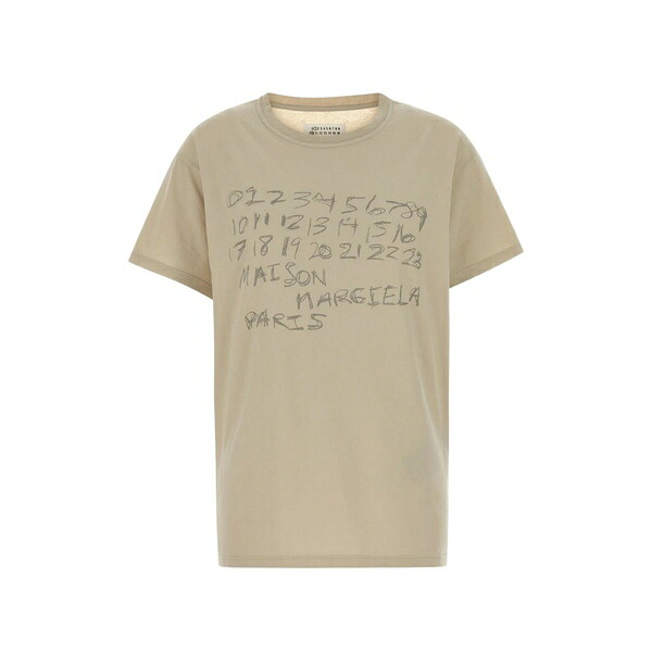 マルタンマルジェラ レディース Tシャツ トップス Numerical logo-print crew-neck t-shirt Neutrals｜asty 92,840円