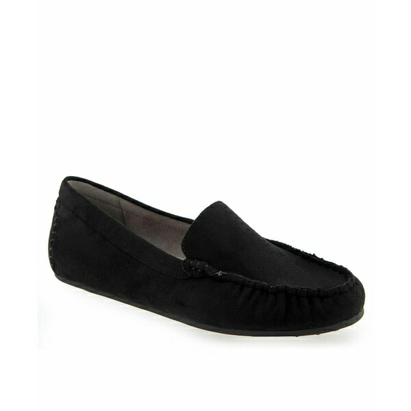 エアロソールズ レディース スリッポン・ローファー シューズ Women's Over Drive Driving Style Loafers Black Faux Suede画像