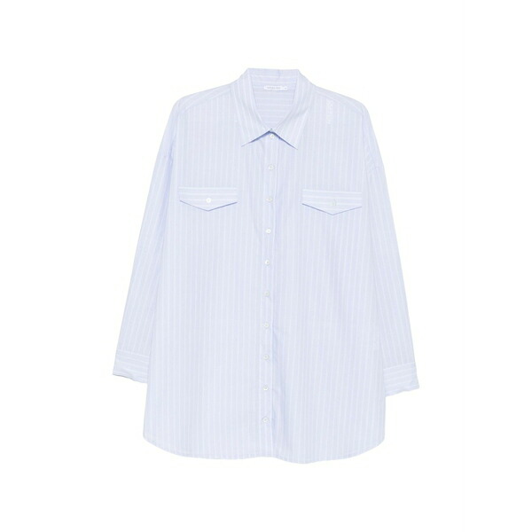 パトリツィア ペペ レディース ワンピース トップス Pinstriped cotton shirt dress Blue|asty
