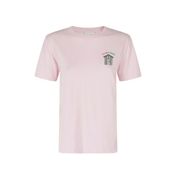 エムシーツーセイントバース レディース Tシャツ トップス Emilie rhinestone-embellished t-shirt Pink｜asty