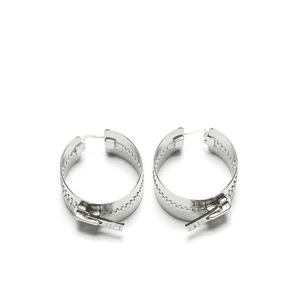 アクネ ストゥディオズ レディース ピアス&イヤリング アクセサリー Zip-detail hoop earrings Silver|asty