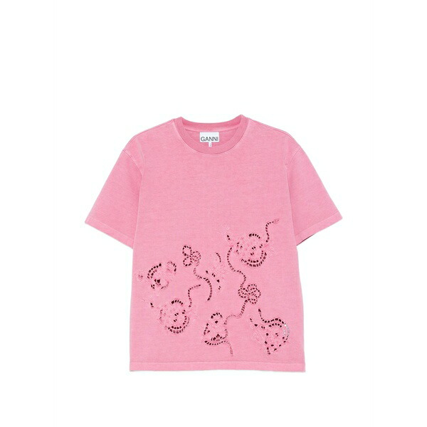 ガニー レディース Tシャツ トップス Short-sleeves t-shirt Pink|asty