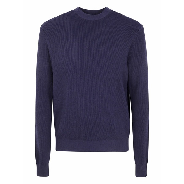 ピープル オブ シブヤ メンズ ニット&セーター アウター Ribbed crew-neck sweater Blue｜asty