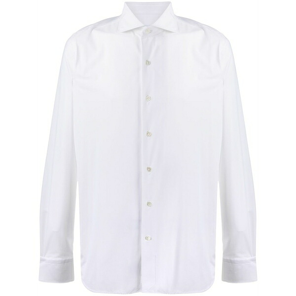 オリアン メンズ シャツ トップス Plain long-sleeve shirt White｜asty
