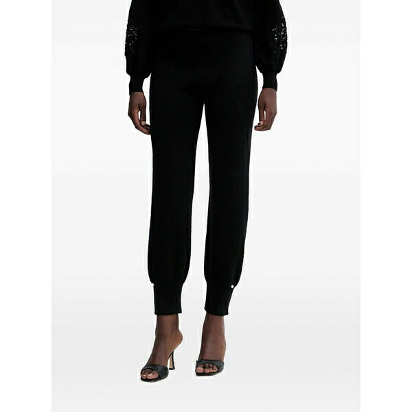 ツインセット レディース カジュアルパンツ ボトムス Pearl-detail tack pants Black|asty
